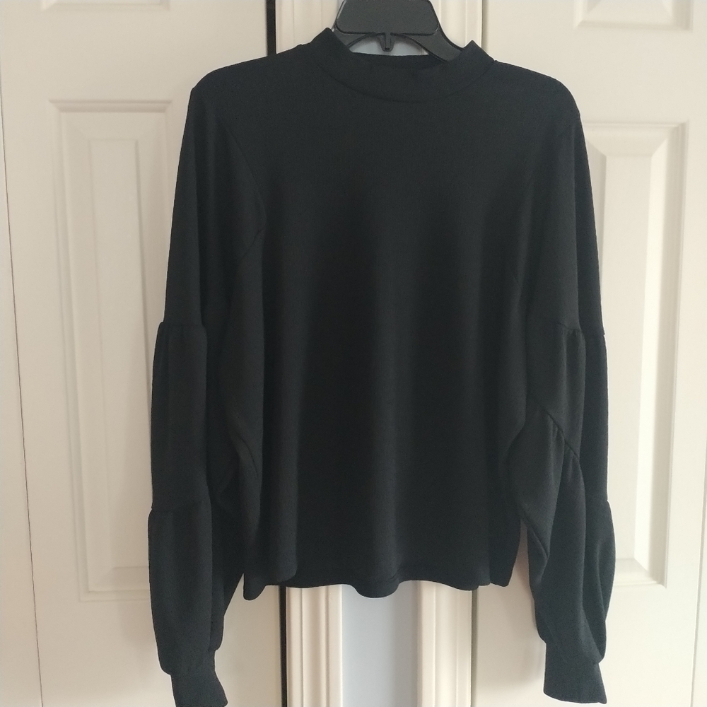 Zara Black Mock turtleneck Oversized Crop Top S - Picture 9 of 13